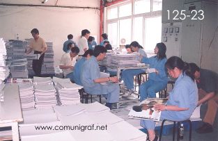 Foto 125-23 - Personal aparentemente revisando errores en los impresos en la imprenta Shanghai Zhonghua Printing Co. Ltd. en Shanghai China - 12-Junio-2006