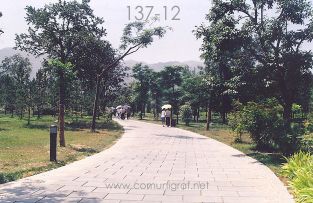 Foto 137-12 - Camino de a pie a las instalaciones del museo de los Guerreros de Terracota en Xiyang cerca de la ciudad de Xían China - 17-Junio-2006