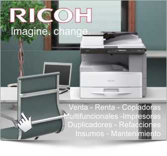 Copiadoras, Duplicadoras y Multifuncionales de la marca Ricoh - Pulsa aquí para ir a su sitio web  - Se abrirá en una nueva ventana