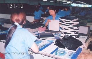 Foto 131-12 - Empleadas forrando y pegando cajas para regalos en la planta de Shanghai Xinya Printing Co Ltd de Wenzhou, Shanghai China - 13-Junio-2006
